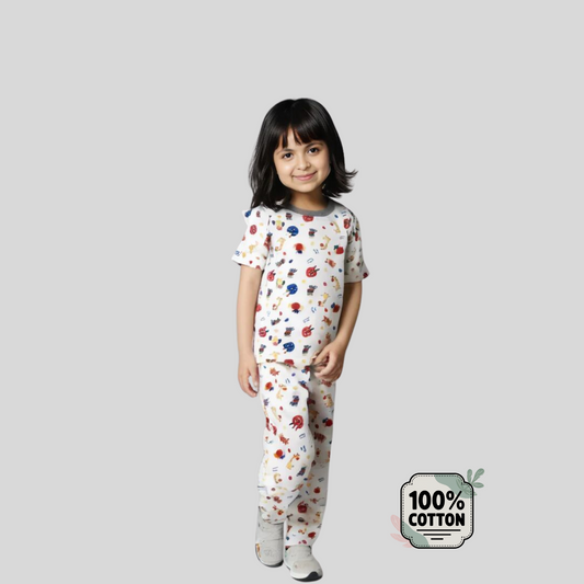 100% Cotton Animal Pals Unisex Night Suit
