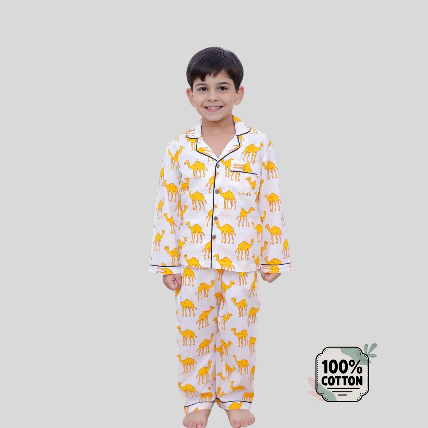Camel Cotton Unisex Unisex Pyjama Set