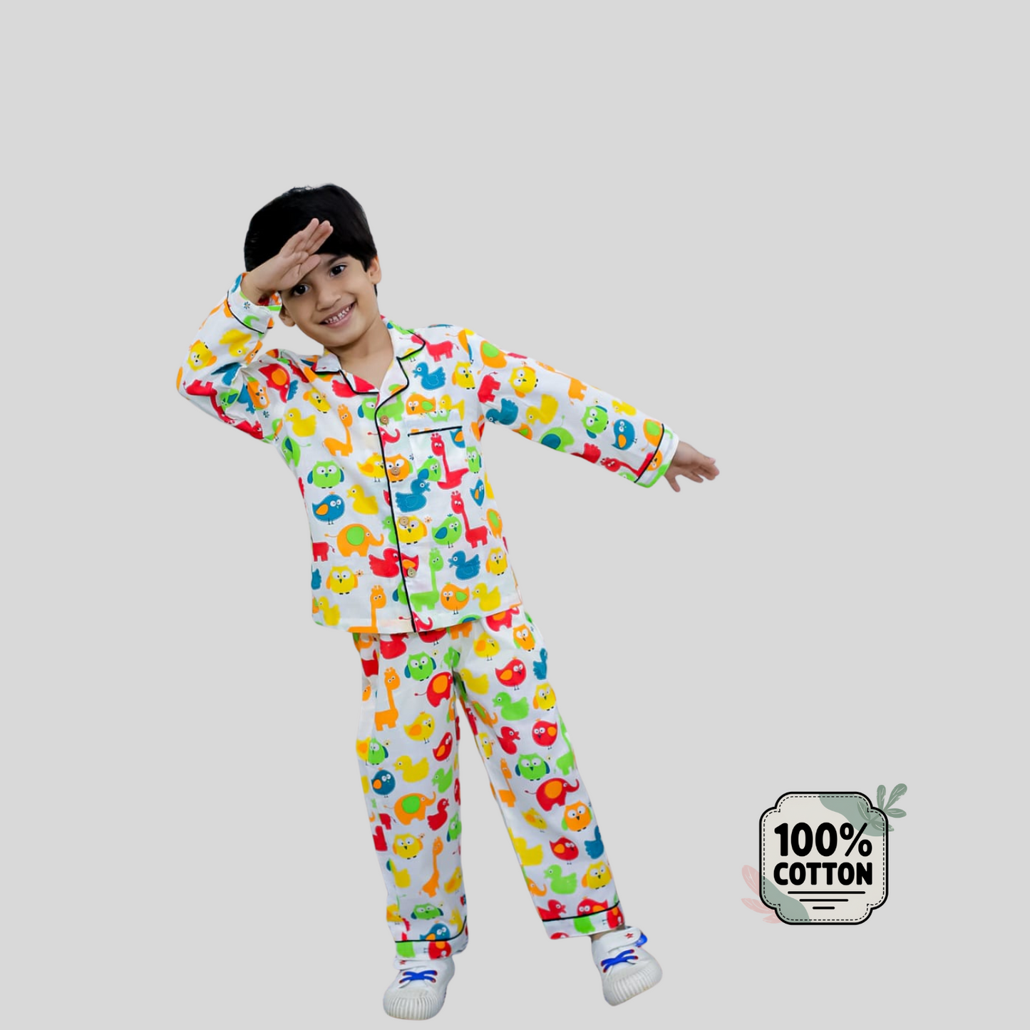 Animal Cotton Unisex Pyjama Set