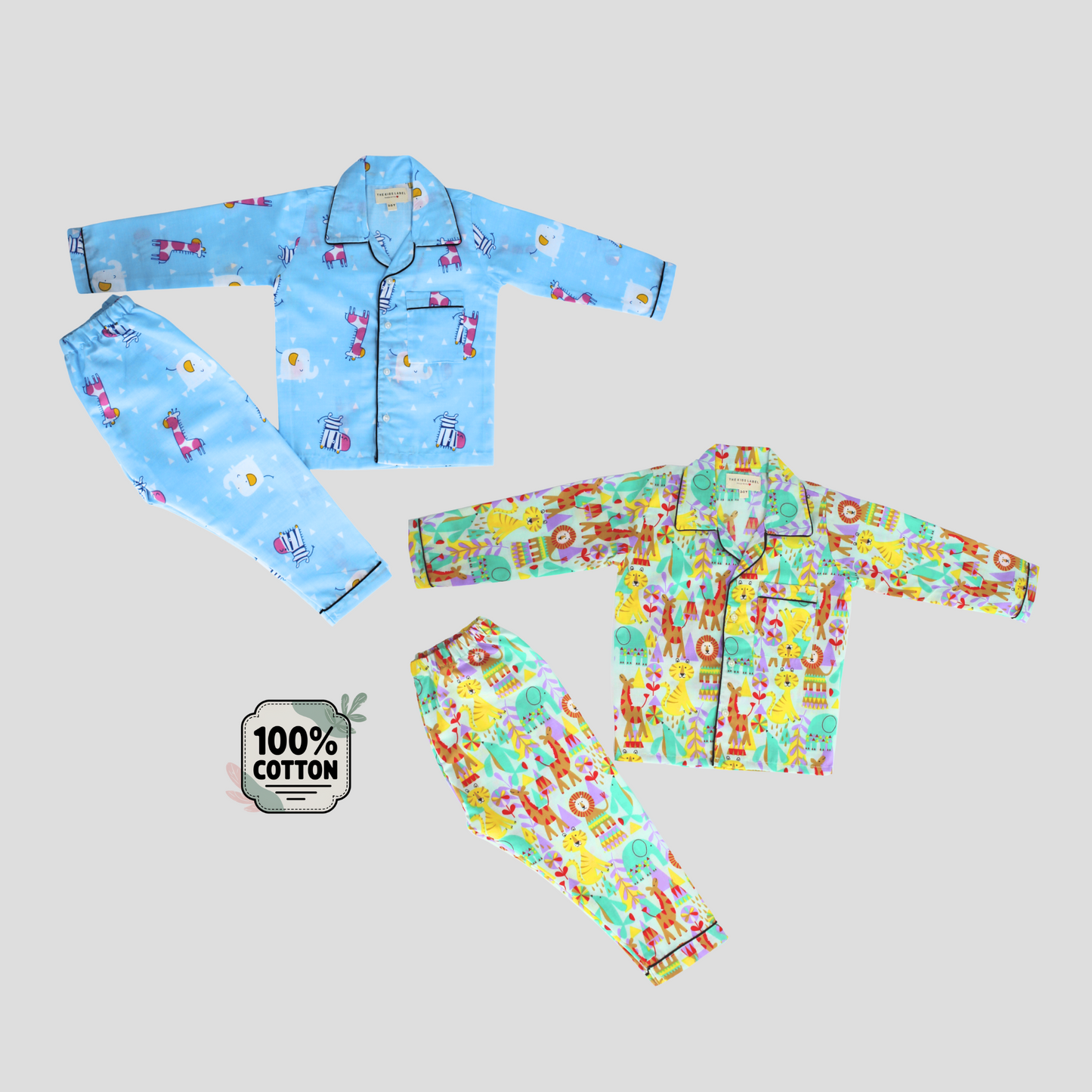Jungle Theme Unisex Night Suit Set Combo of 2