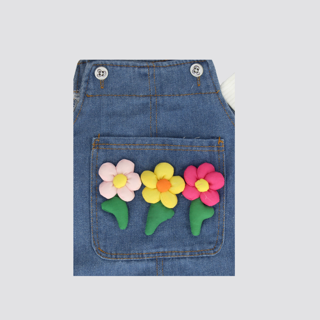 Blossom Pocket Denim Dungaree Set