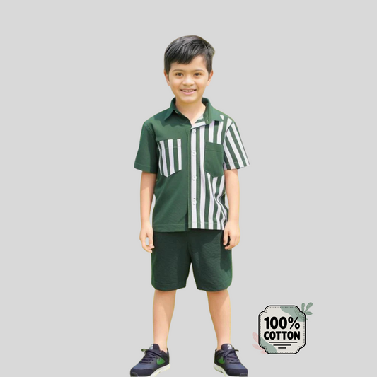 Olive Pop Cotton Unisex Co-ord Set