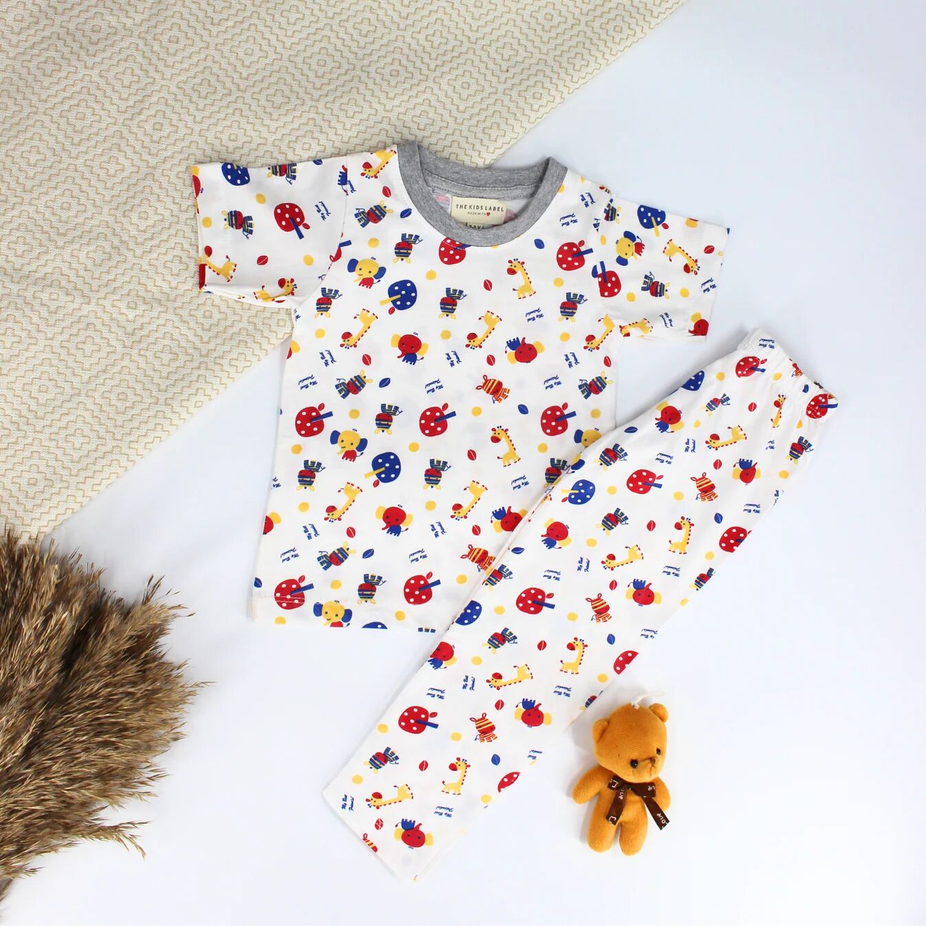White Printed Night Suit Set