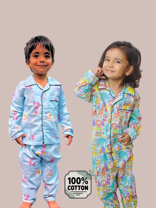 Jungle Theme Unisex Night Suit Set Combo of 2