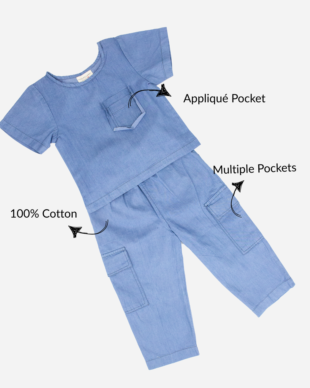 Unisex Denim T-shirt and Pants Set