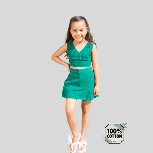 Green Skort and Top Cotton Co-Ord Set