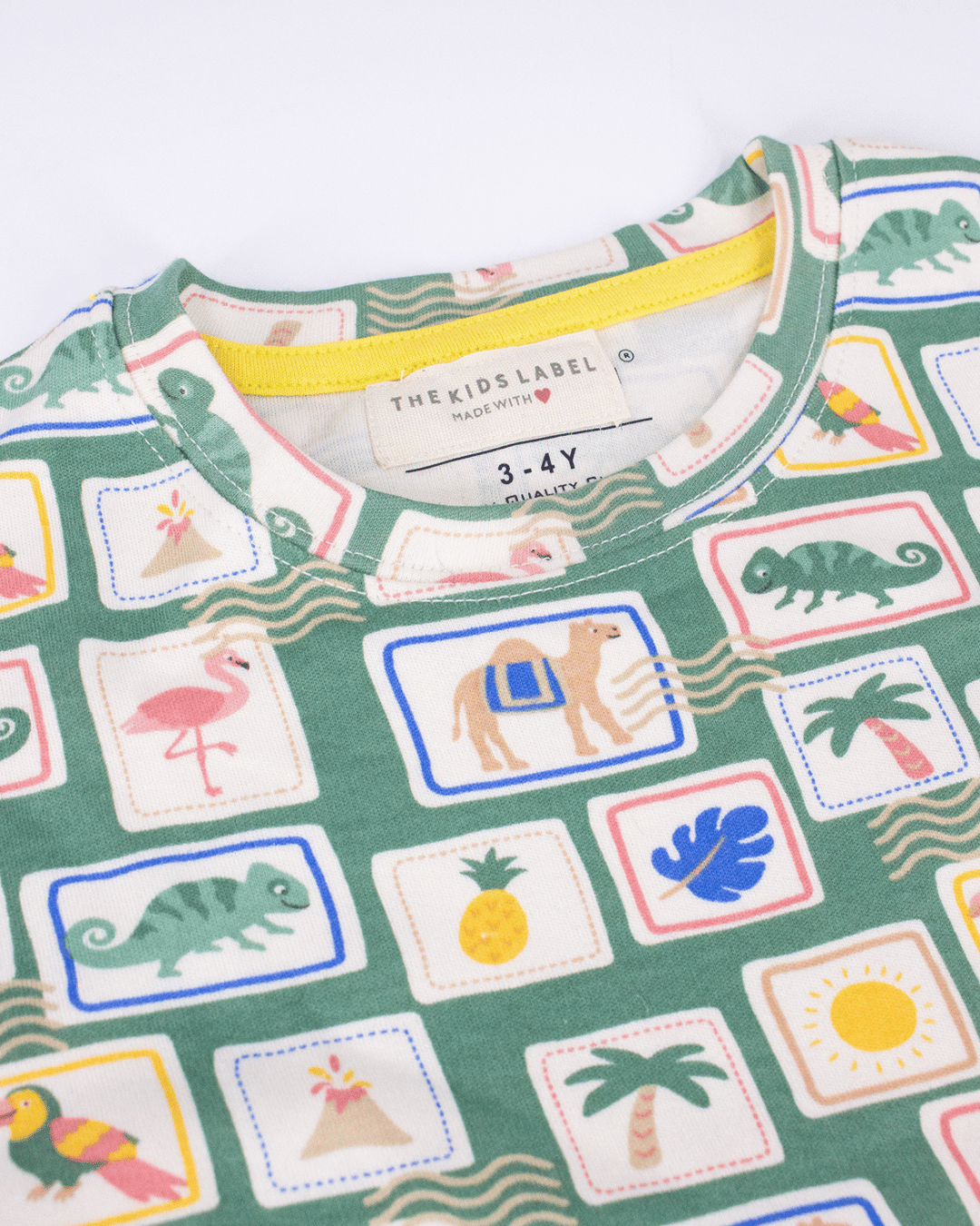 100% Cotton Knit Tropical Postcard Unisex Playsuit