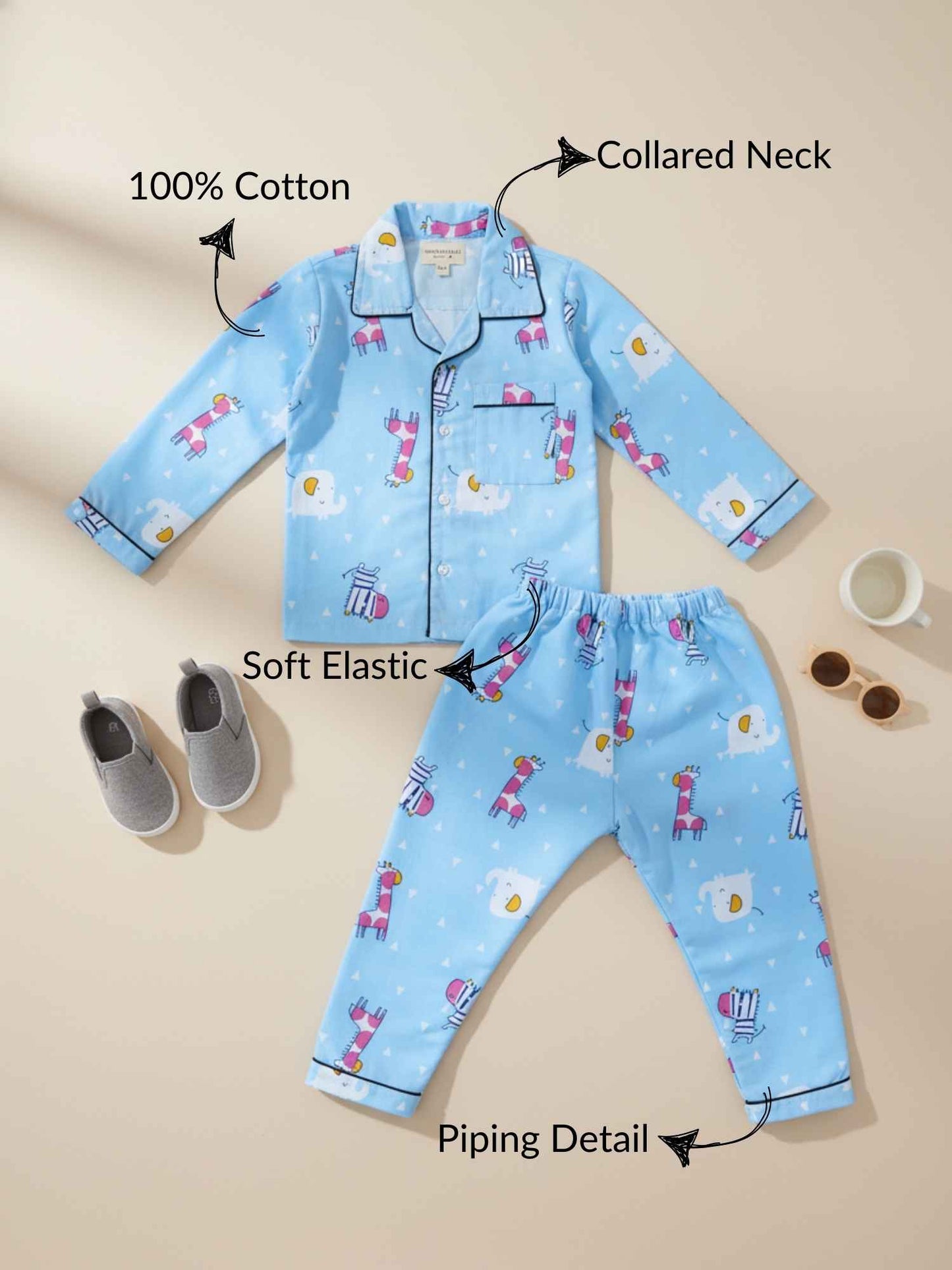 100% Cotton Jolly Jungle Unisex Night Suit