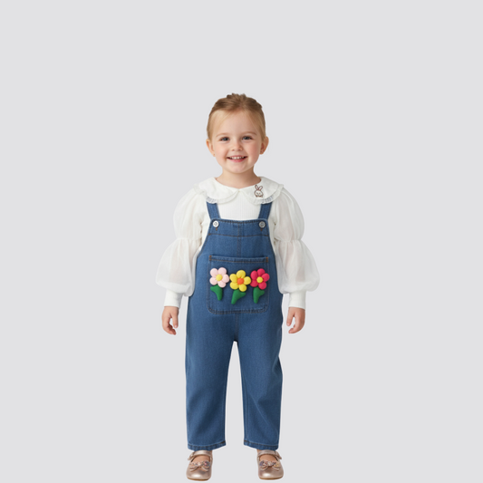 Blossom Pocket Denim Dungaree Set