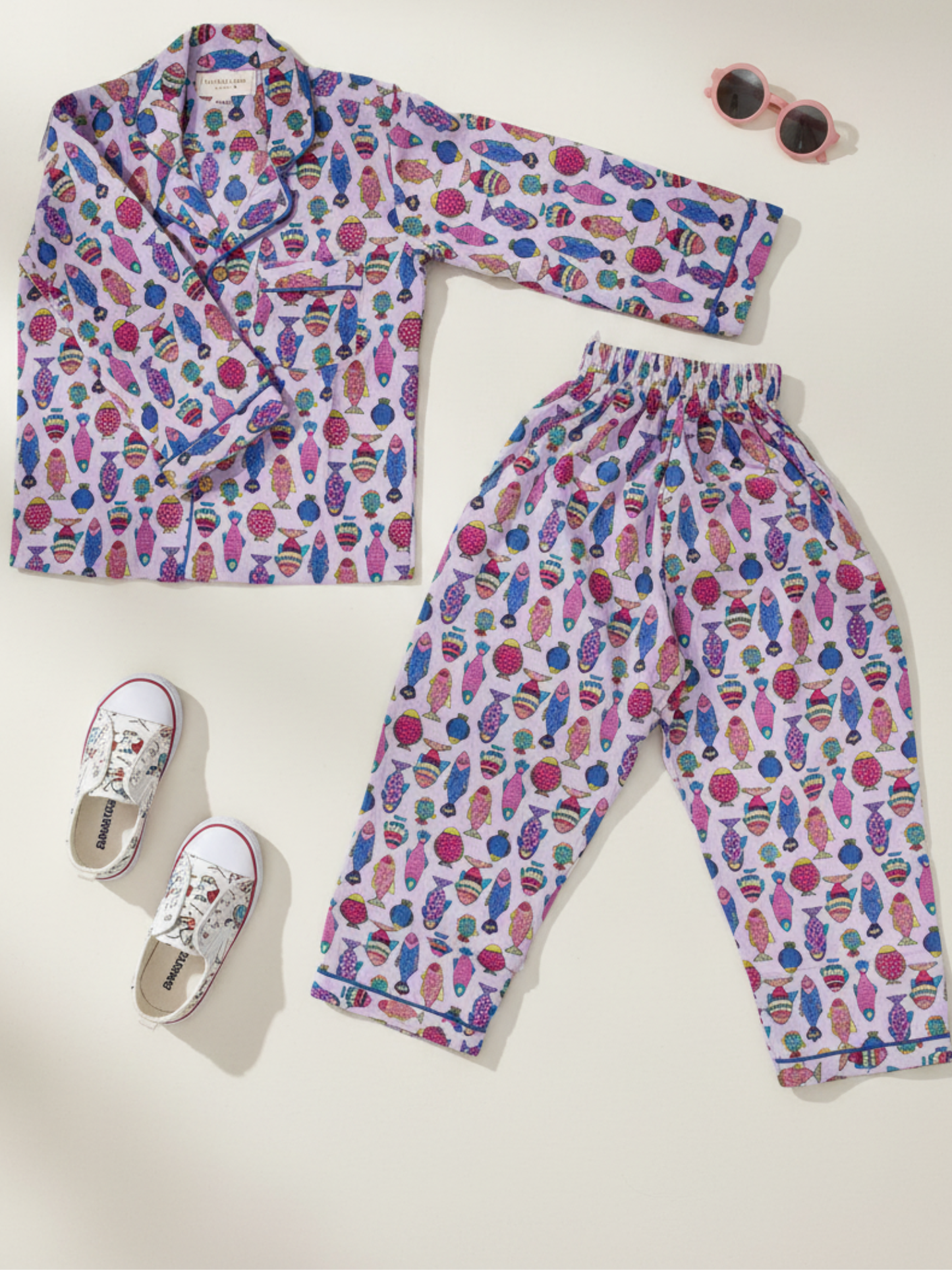 100% Cotton Fish Print Unisex Night Suit