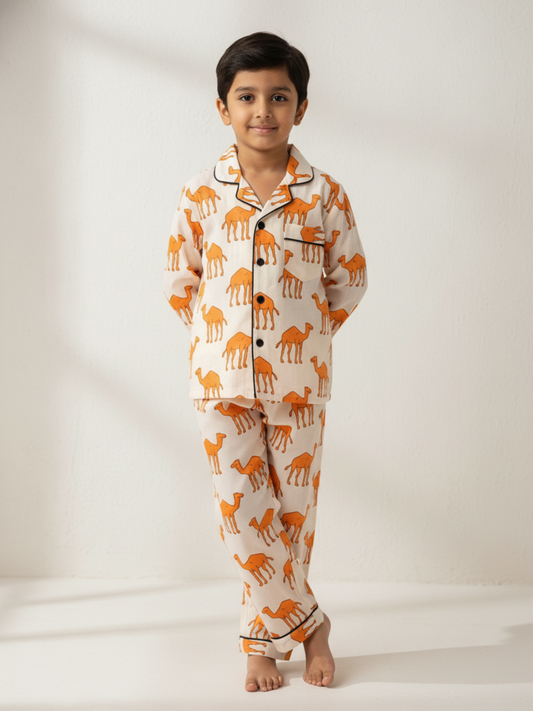 100% Cotton Camel Print Unisex Night Suit