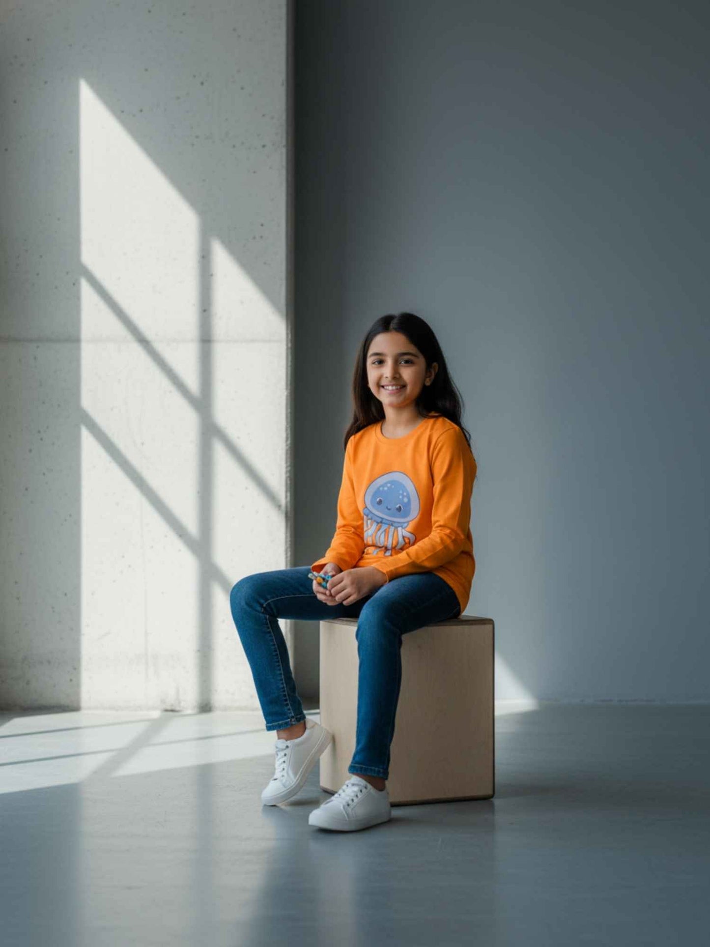 Unisex Cotton Jellyfish Print T-Shirt – Orange -(FLAT 50% OFF)