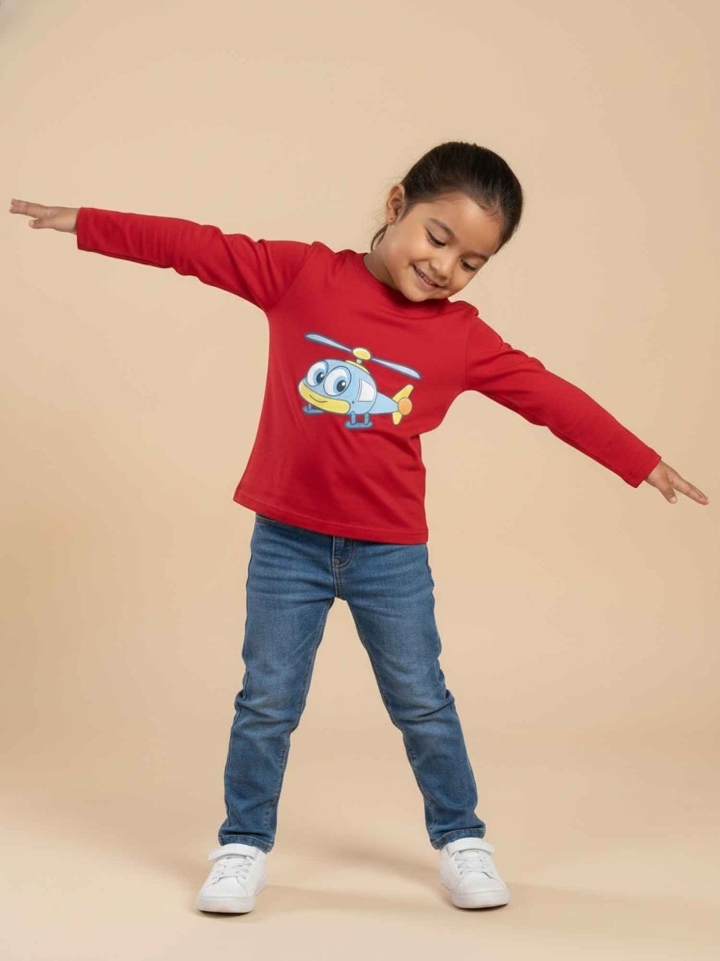 Unisex Cotton Helicopter Print T-Shirt – Maroon -(FLAT 50% OFF)