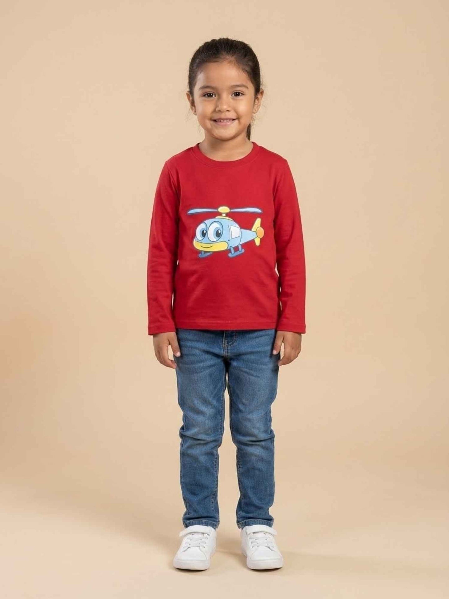Unisex Cotton Helicopter Print T-Shirt – Maroon -(FLAT 50% OFF)