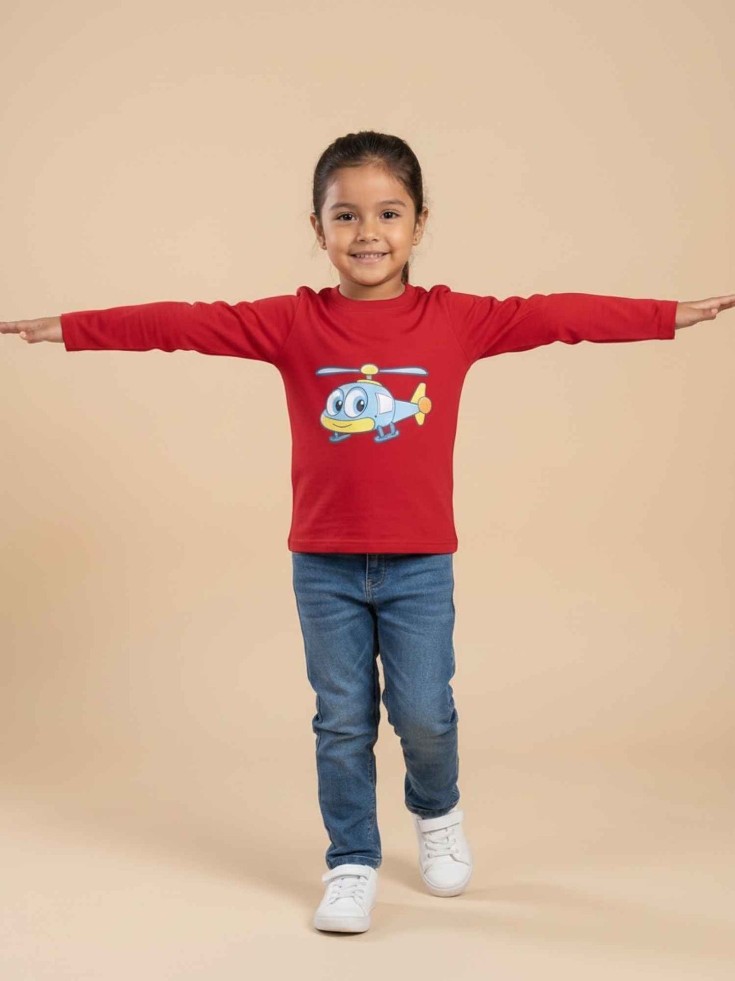 Unisex Cotton Helicopter Print T-Shirt – Maroon -(FLAT 50% OFF)