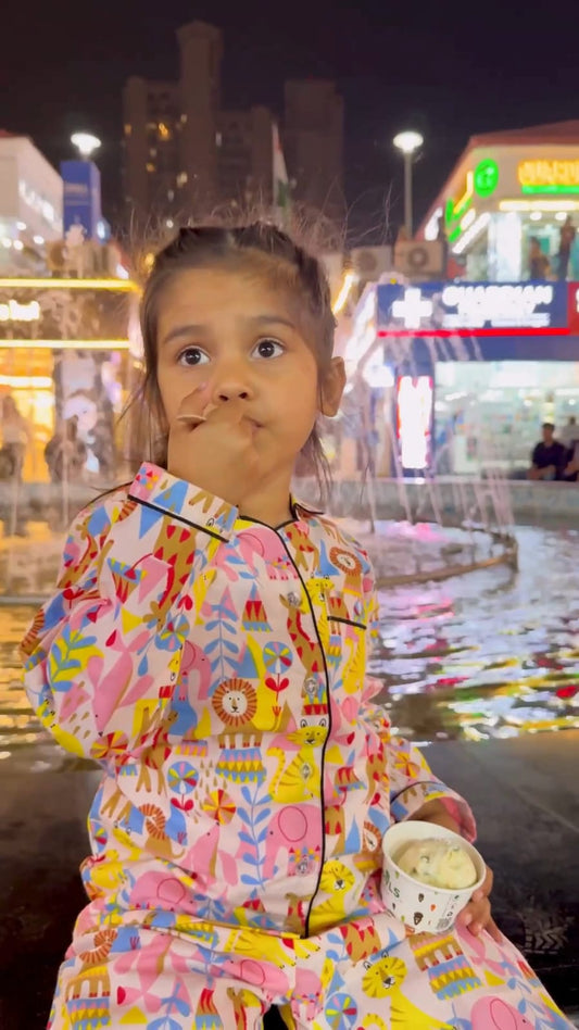 Unisex Cotton Jungle Print Night Suit