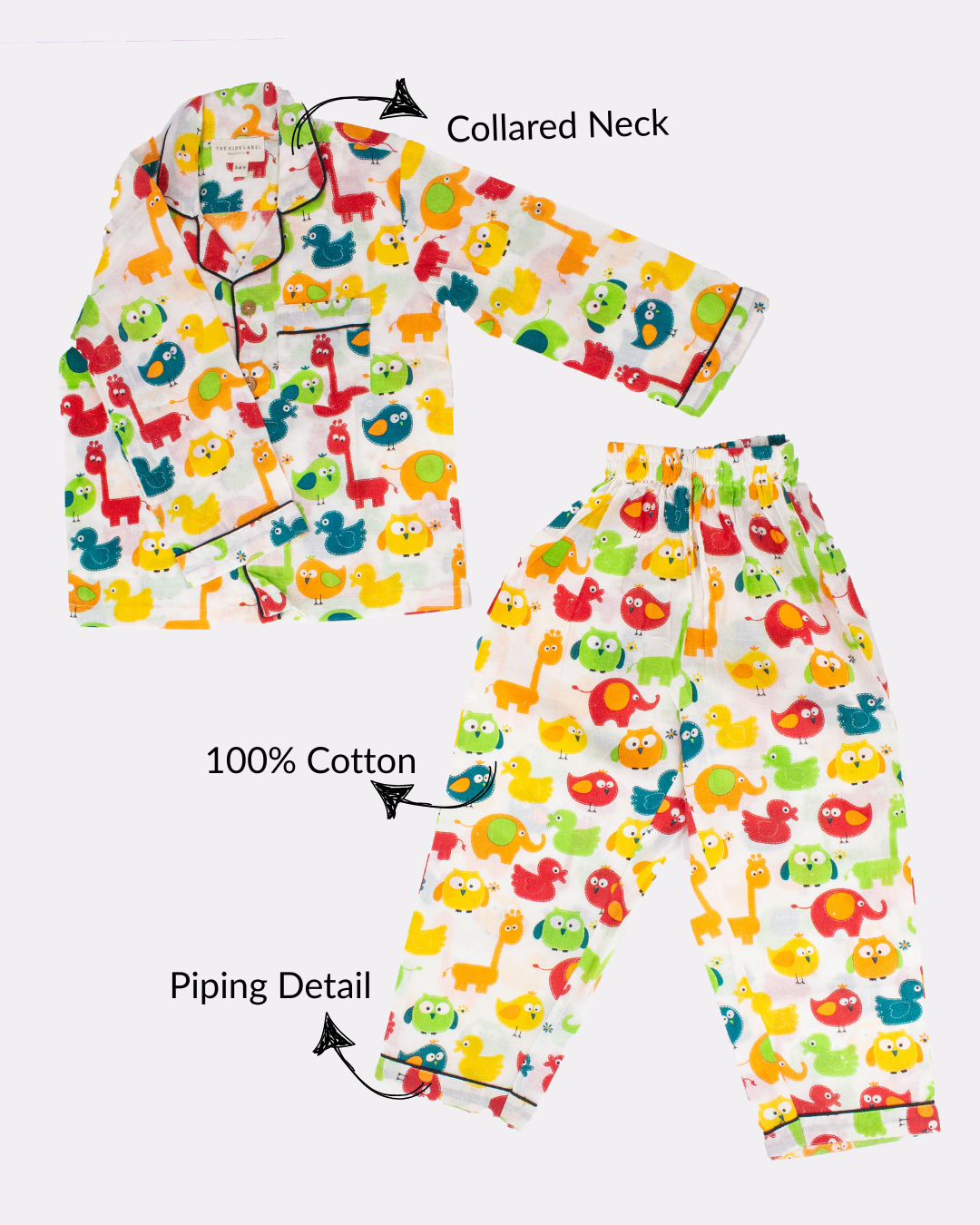 100% Cotton Animal Print Unisex Night Suit