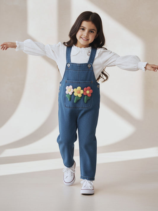 Blossom Pocket Denim Dungaree Set