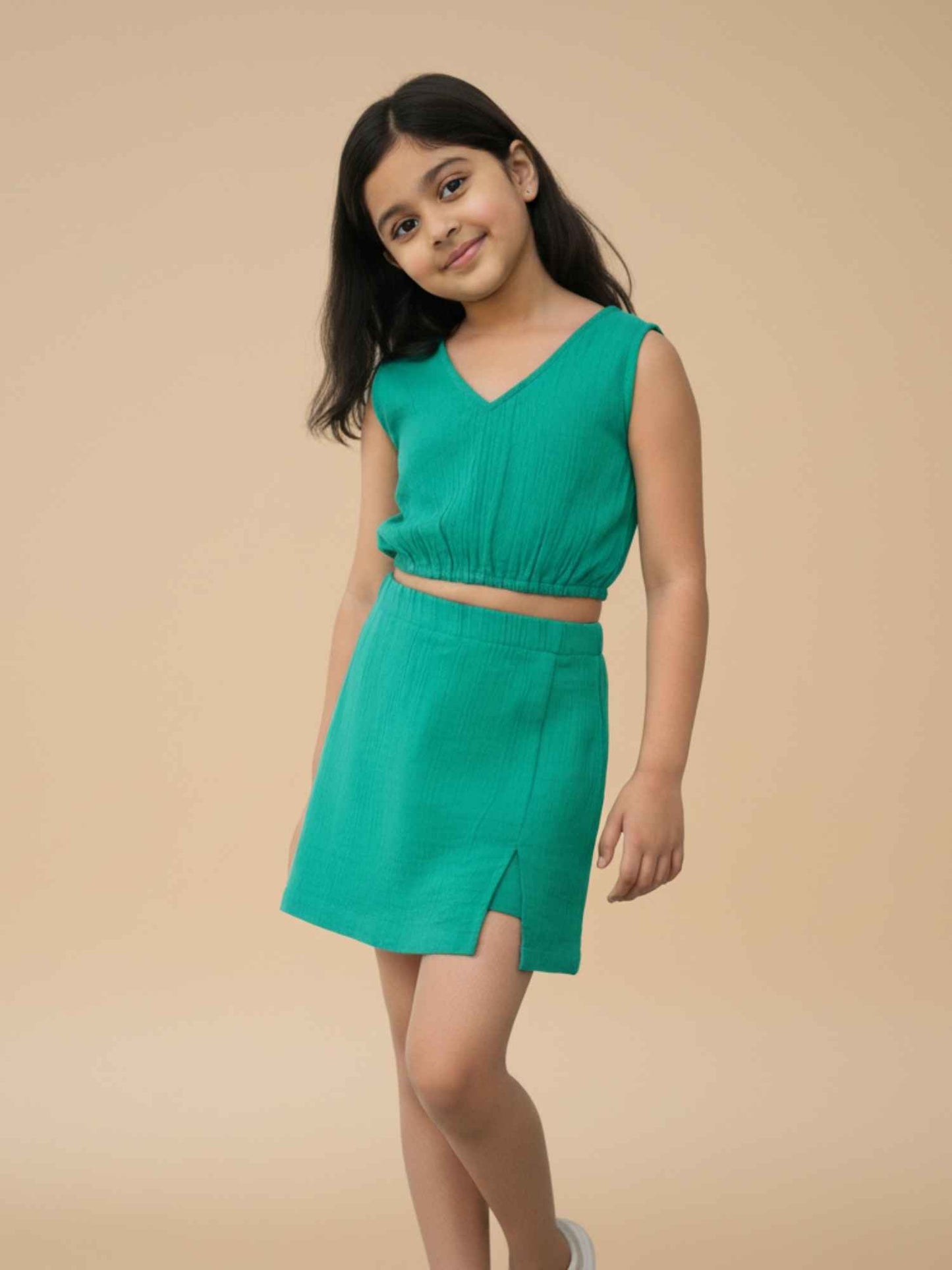 Green Skort and Top Cotton Co-Ord Set