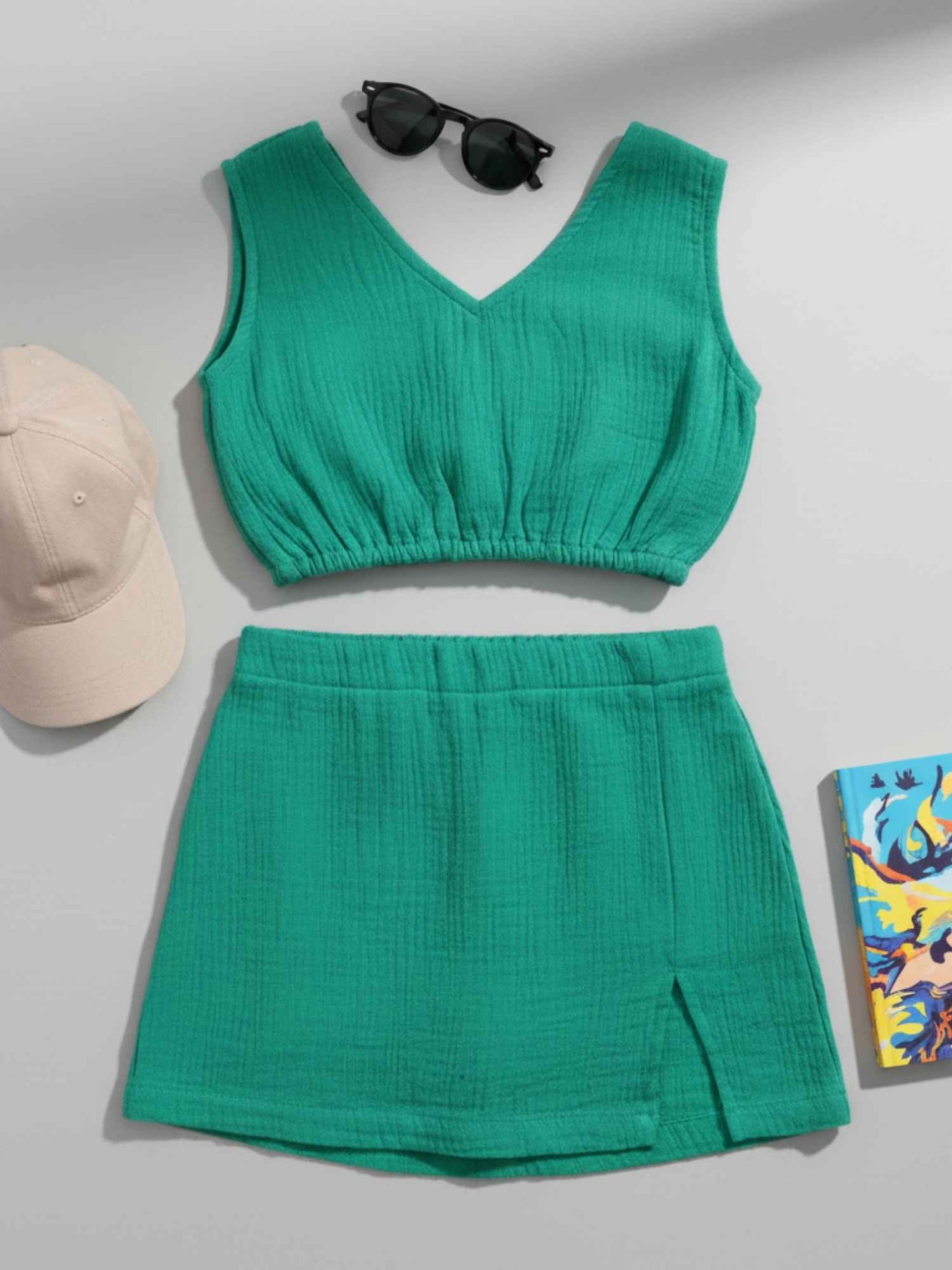 Green Skort and Top Cotton Co-Ord Set