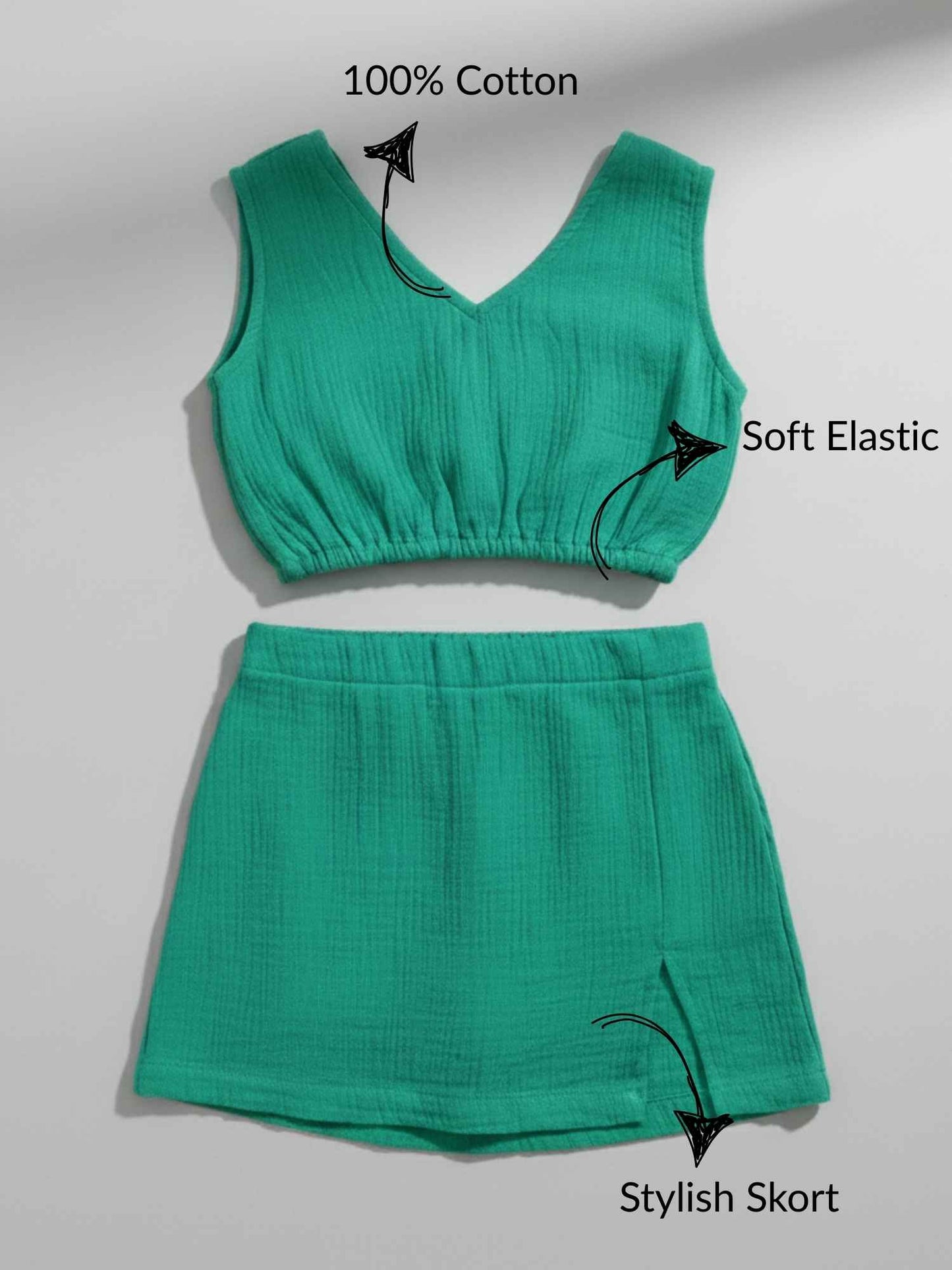Green Skort and Top Cotton Co-Ord Set